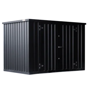 Contentor desmontável preto de 3 x 2 m - Porta dupla lateral de 3 m