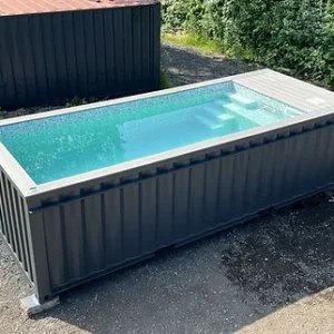PISCINA CONTÊINER DE 20 PÉS COM JATO DE NATAÇÃO CINZA ANTRACITE